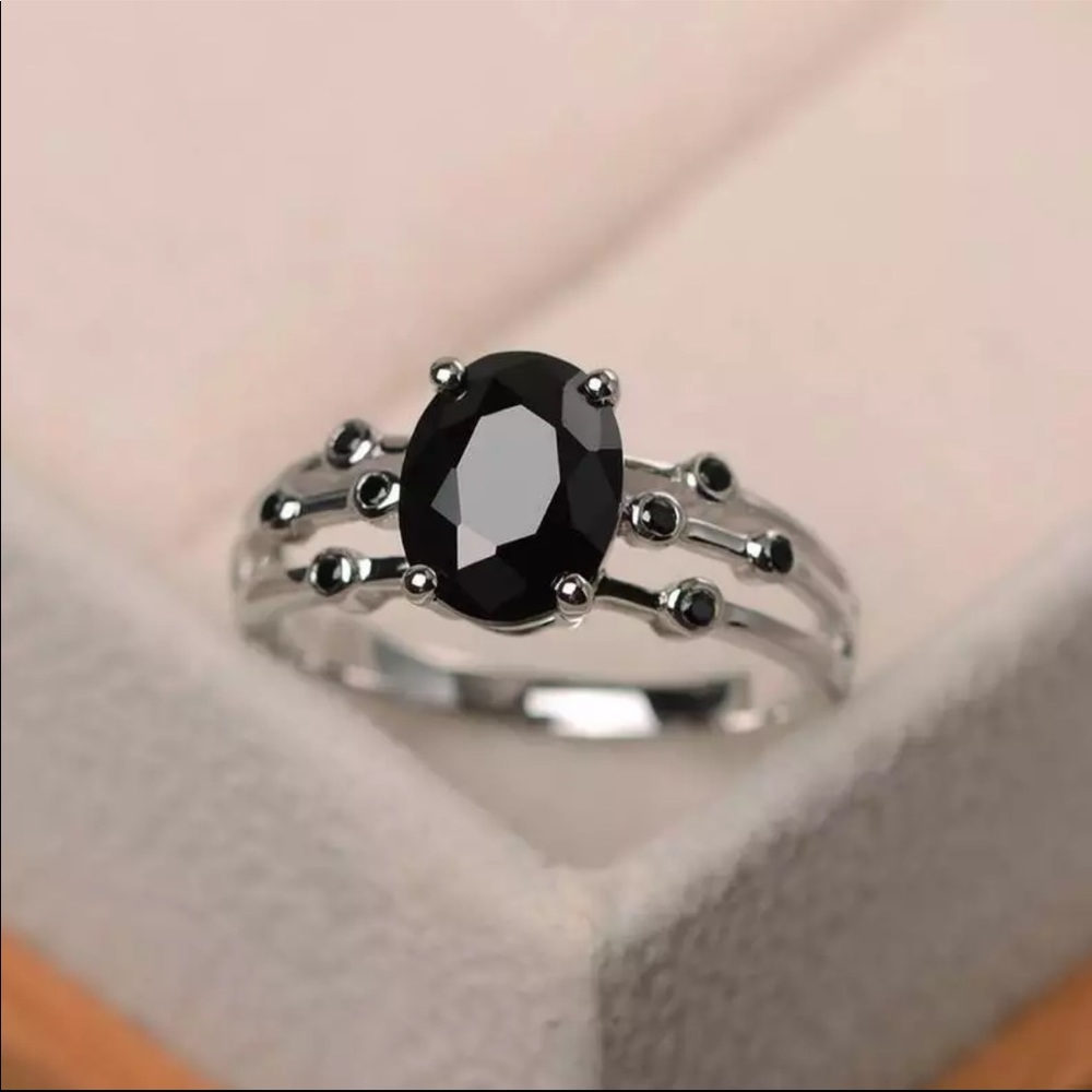 New Unisex 925 Silver Sapphire Stackable Ring - Picture 7 of 7